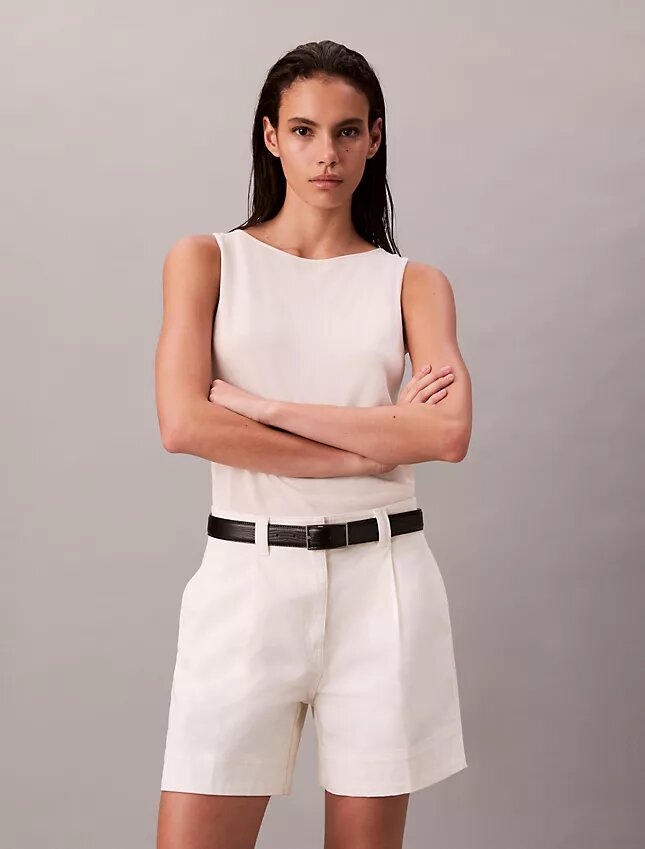 Cotton Stretch Twill Pileli Bermuda Şort Cotton Stretch Twill Pileli Bermuda Şort