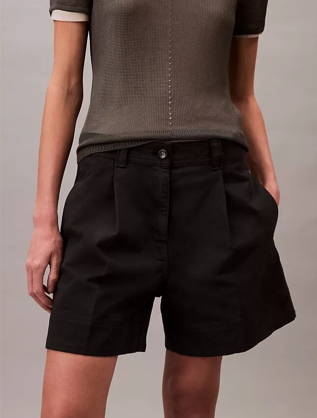 Cotton Stretch Twill Pileli Bermuda Şort Cotton Stretch Twill Pileli Bermuda Şort