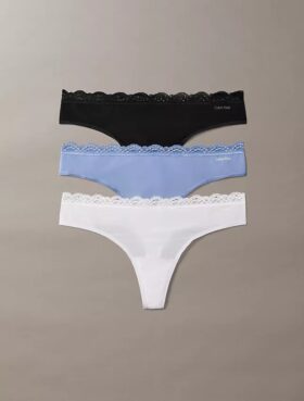 Dantelli Microfiber Streç 3’lü Thong Paketi