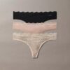 Dantelli Microfiber Streç 3’lü Thong Paketi