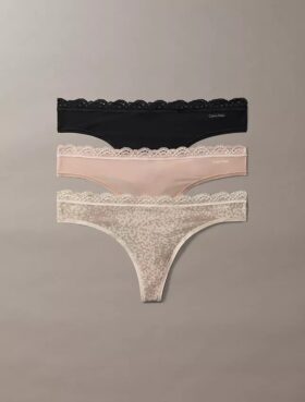 Dantelli Microfiber Streç 3’lü Thong Paketi