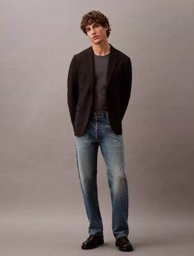 Dar Kesim Yün Gabardin Blazer
