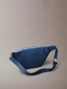 Denim Allover Amblem Logolu Bel Çantası