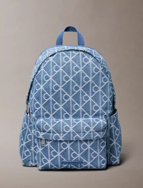 Denim Allover Amblem Logolu Sırt Çantası