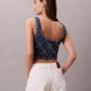 Denim Allover Monogram Kısa Tank Top Denim Allover Monogram Kısa Tank Top