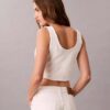 Denim Allover Monogram Kısa Tank Top Denim Allover Monogram Kısa Tank Top