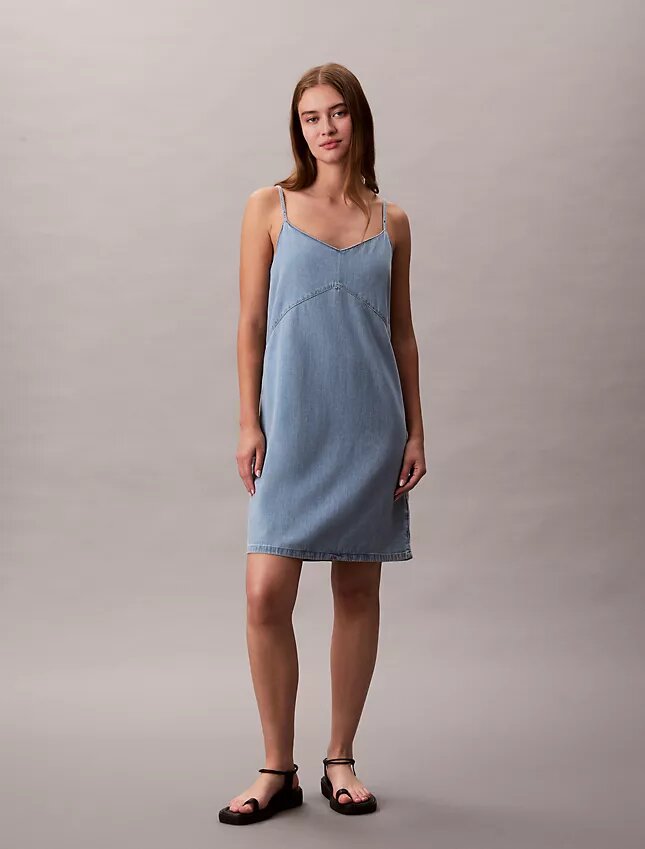 Denim Askılı Mini Elbise Denim Askılı Mini Elbise