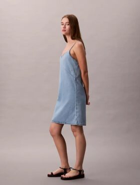 Denim Askılı Mini Elbise