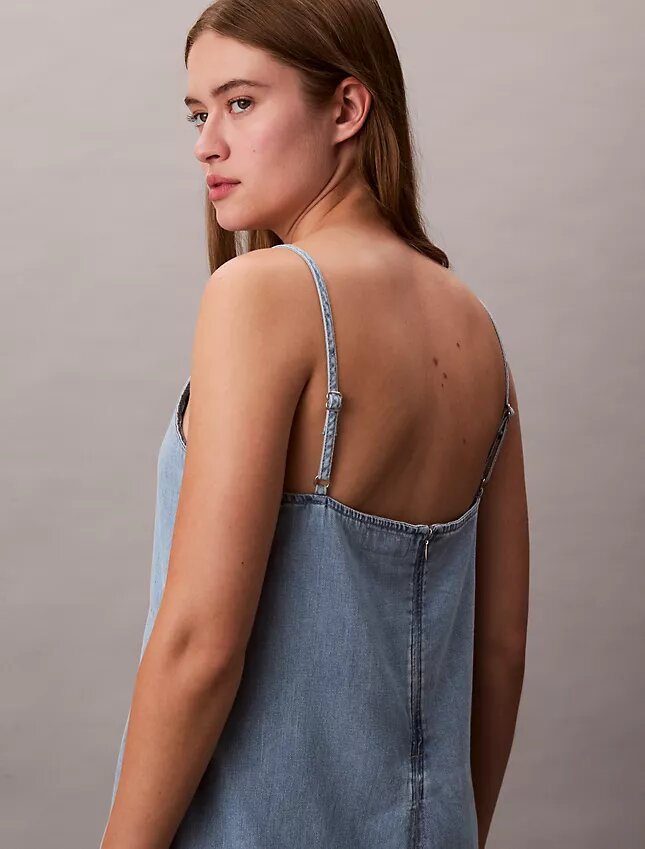 Denim Askılı Mini Elbise Denim Askılı Mini Elbise