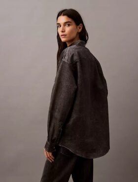 Denim Desenli Düğmeli Gömlek