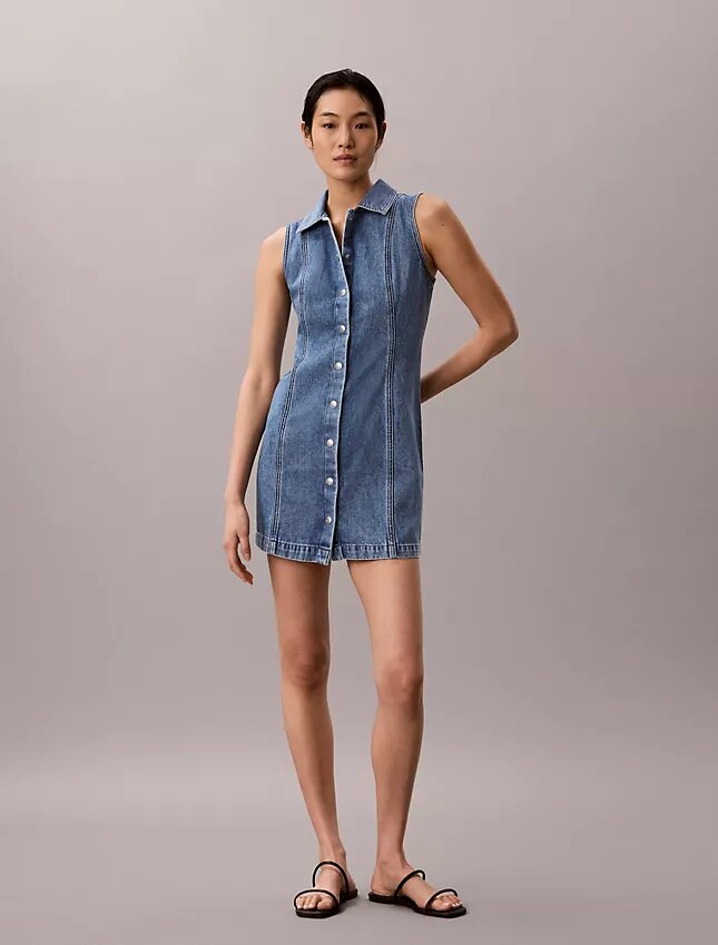 Denim Dikişli Mini Elbise Denim Dikişli Mini Elbise