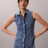 Denim Dikişli Mini Elbise Denim Dikişli Mini Elbise