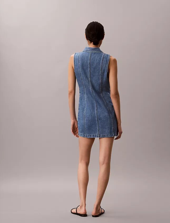 Denim Dikişli Mini Elbise Denim Dikişli Mini Elbise