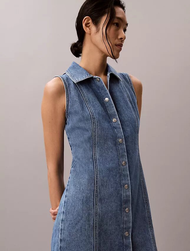 Denim Dikişli Mini Elbise Denim Dikişli Mini Elbise