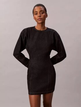 Denim Eklemli Mini Elbise