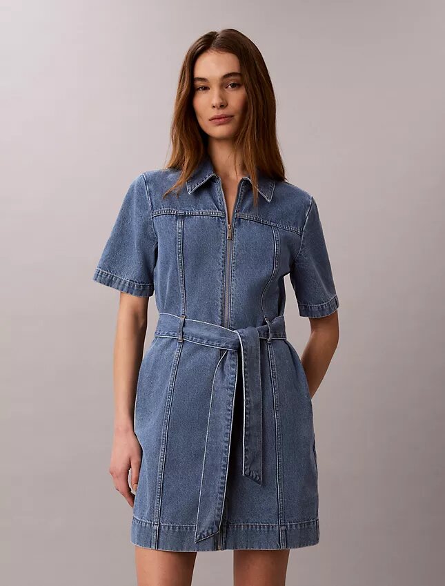 Denim Kemerli Gömlek Elbise Denim Kemerli Gömlek Elbise