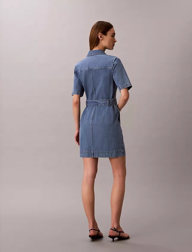Denim Kemerli Gömlek Elbise Denim Kemerli Gömlek Elbise