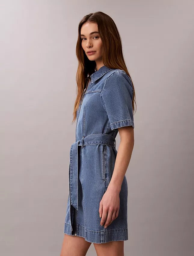 Denim Kemerli Gömlek Elbise Denim Kemerli Gömlek Elbise