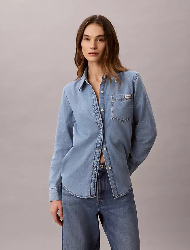 Denim Klasik Düğmeli Gömlek Denim Klasik Düğmeli Gömlek