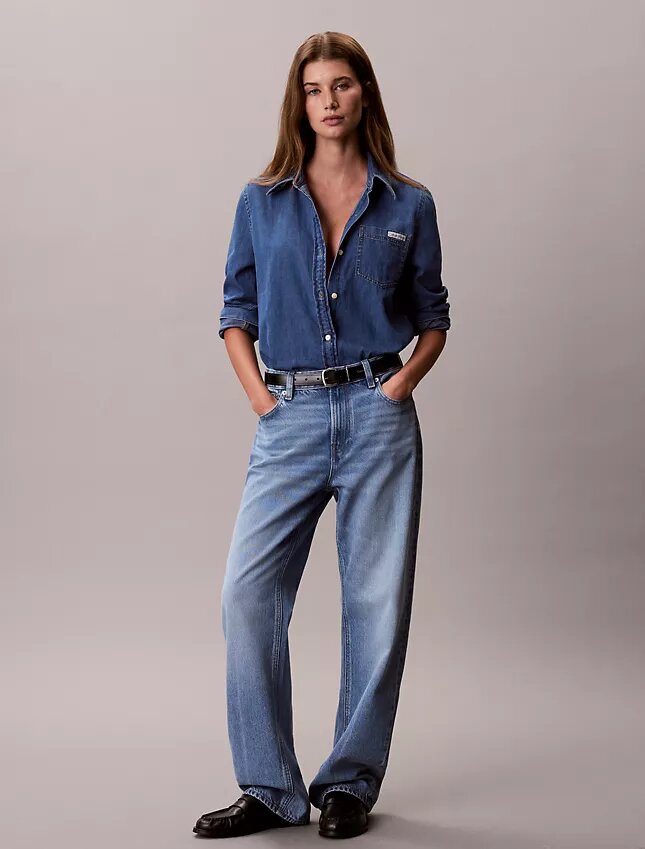 Denim Klasik Düğmeli Gömlek Denim Klasik Düğmeli Gömlek