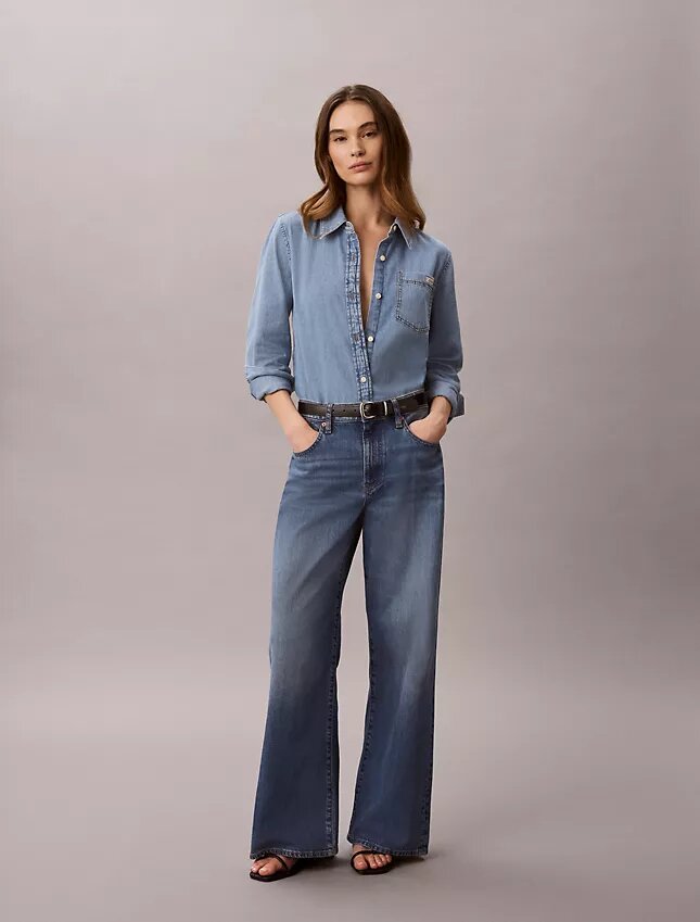 Denim Klasik Düğmeli Gömlek Denim Klasik Düğmeli Gömlek