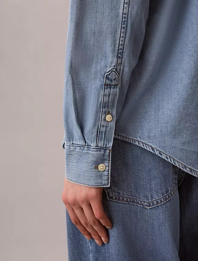 Denim Klasik Düğmeli Gömlek Denim Klasik Düğmeli Gömlek