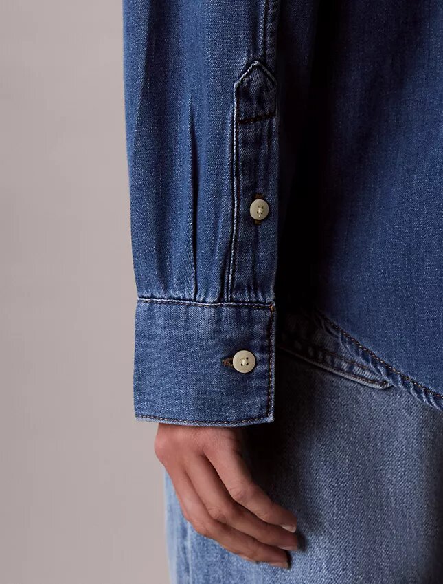 Denim Klasik Düğmeli Gömlek Denim Klasik Düğmeli Gömlek