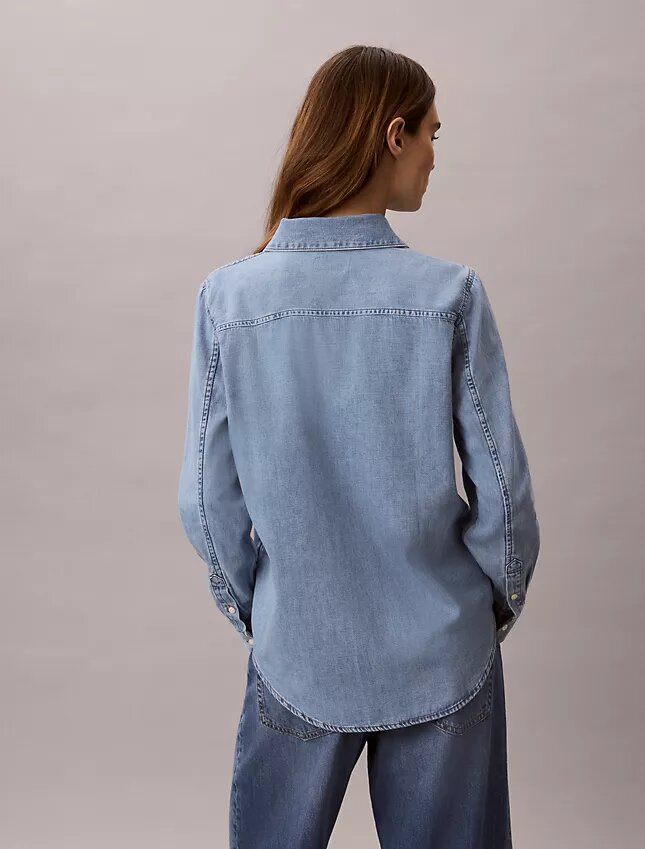 Denim Klasik Düğmeli Gömlek Denim Klasik Düğmeli Gömlek