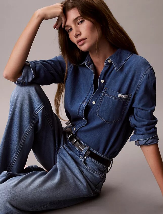 Denim Klasik Düğmeli Gömlek Denim Klasik Düğmeli Gömlek