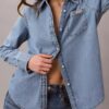 Denim Klasik Düğmeli Gömlek Denim Klasik Düğmeli Gömlek
