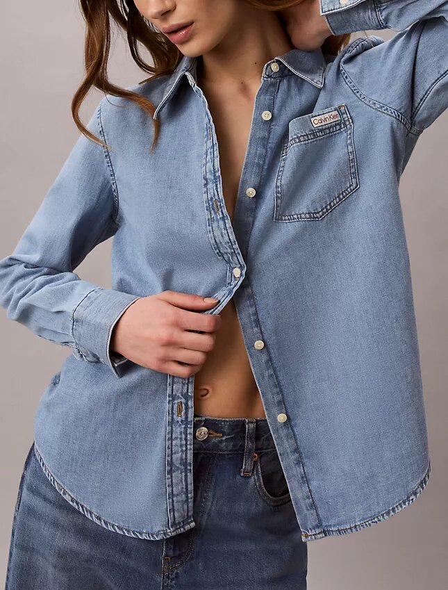 Denim Klasik Düğmeli Gömlek Denim Klasik Düğmeli Gömlek
