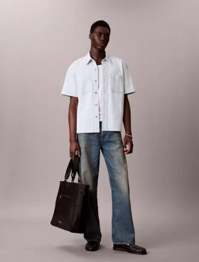 Denim Klasik Kısa Kollu Düğmeli Gömlek