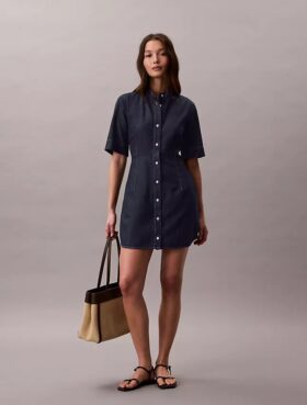 Denim Kısa Kollu Elbise