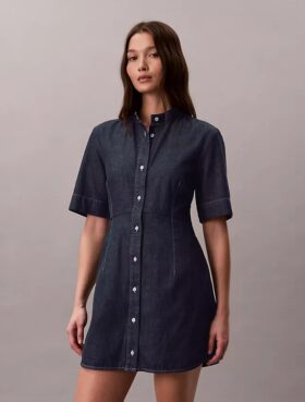 Denim Kısa Kollu Elbise