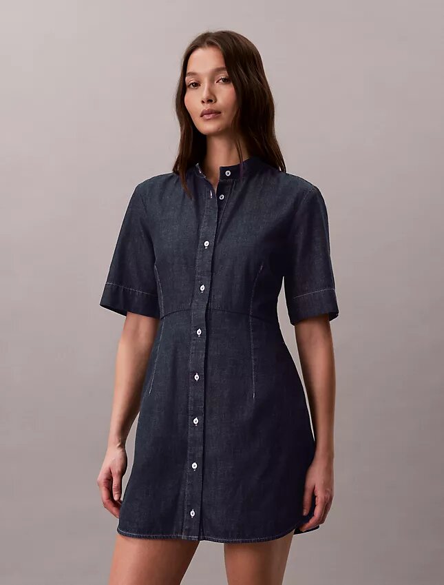Denim Kısa Kollu Elbise Denim Kısa Kollu Elbise