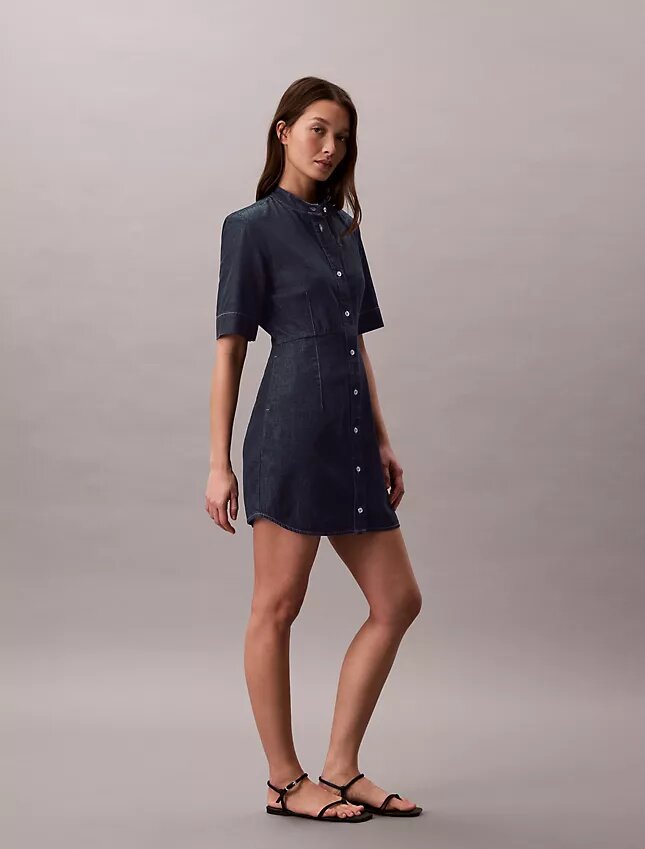 Denim Kısa Kollu Elbise Denim Kısa Kollu Elbise