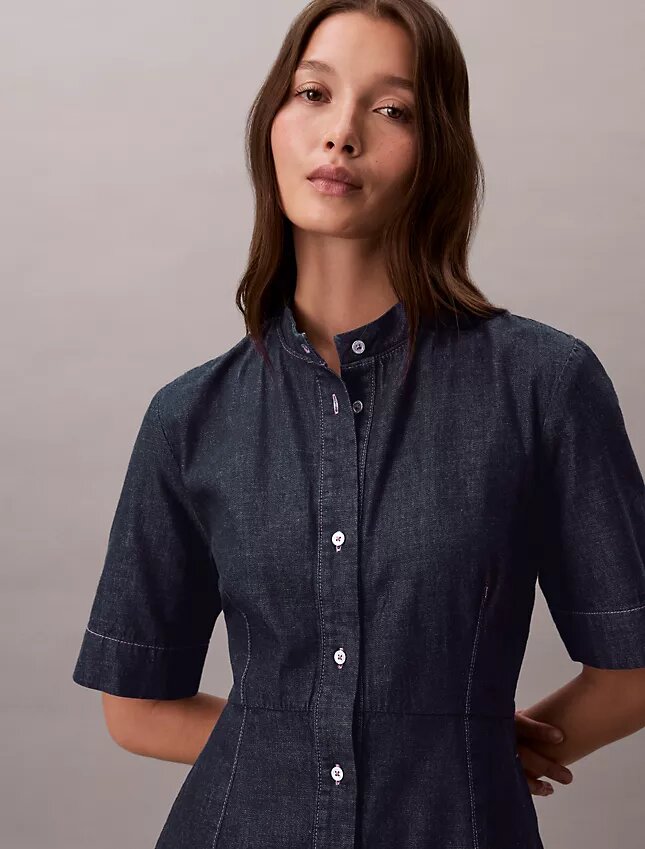 Denim Kısa Kollu Elbise Denim Kısa Kollu Elbise