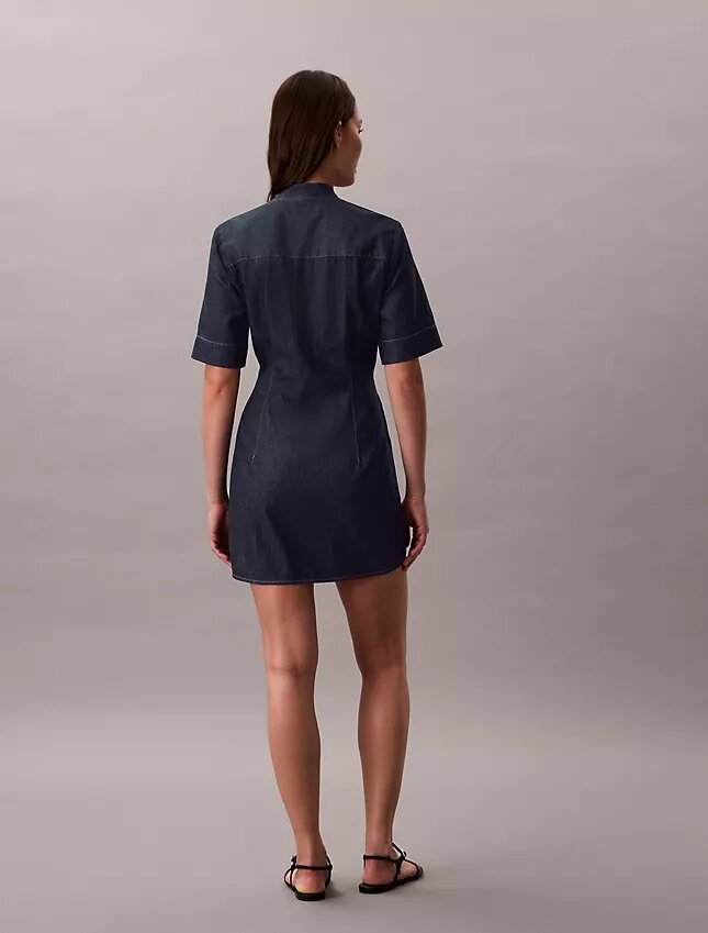 Denim Kısa Kollu Elbise Denim Kısa Kollu Elbise