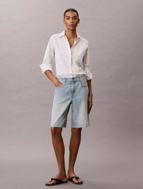 Denim Logo Bermuda Şort