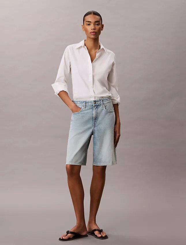 Denim Logo Bermuda Şort Denim Logo Bermuda Şort