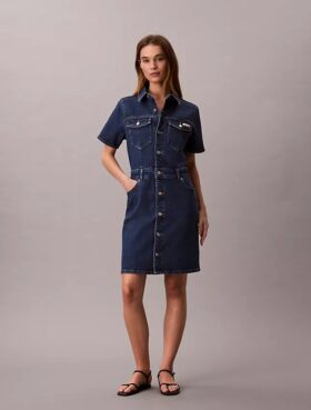 Denim Mini Trucker Elbise