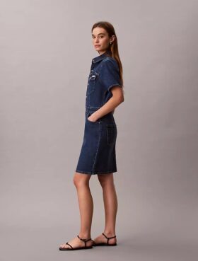 Denim Mini Trucker Elbise