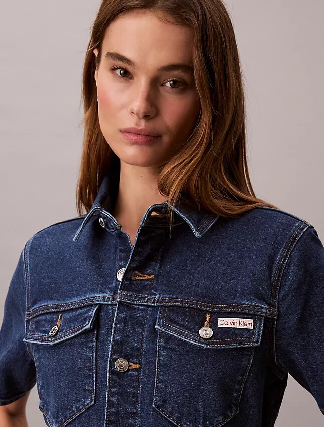 Denim Mini Trucker Elbise Denim Mini Trucker Elbise