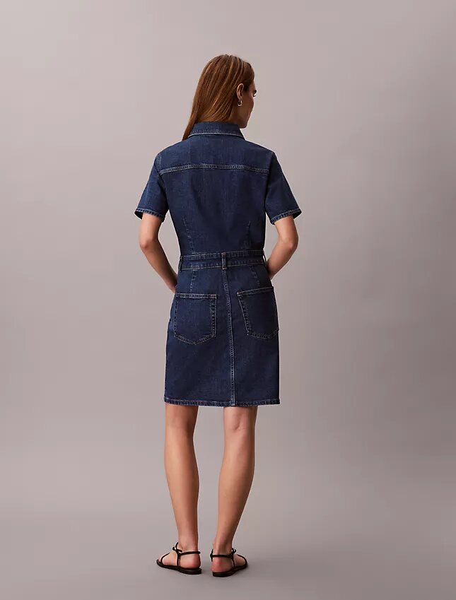 Denim Mini Trucker Elbise Denim Mini Trucker Elbise
