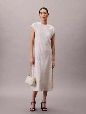 Desenli Midi Sheath Elbise