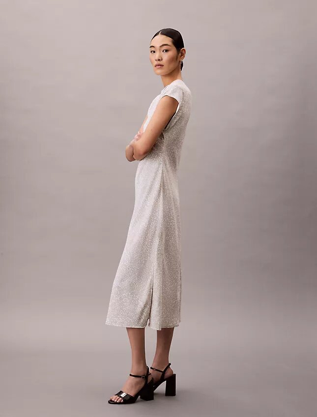Desenli Midi Sheath Elbise Desenli Midi Sheath Elbise