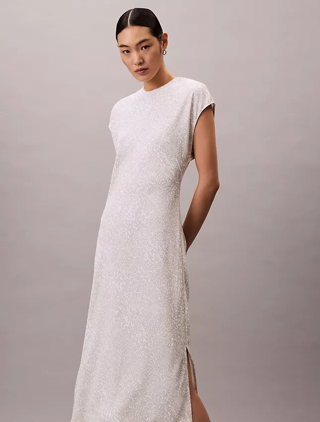 Desenli Midi Sheath Elbise Desenli Midi Sheath Elbise