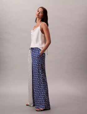 Desenli Viskon Twill Geniş Paça Pantolon
