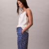 Desenli Viskon Twill Geniş Paça Pantolon