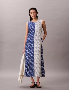 Desenli Viskon Twill Midi Elbiseler